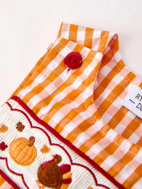 fall-embroidered-romper-for-baby-boys-orange-checkered-with-halloween-details Rylee-Faith-Designs-Sophia's Style-3